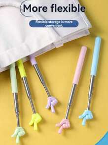 1pc Random Color Retractable Stainless Steel Teaching Pointer, Portable Design (Mixed Colors)