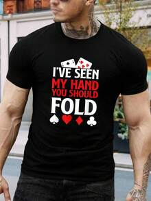 Camiseta divertida de póker | He visto tu mano, deberías retirarte | Camiseta novedosa de casino para hombres, mujeres y jugadores - Negro - Ver 1
