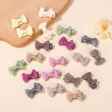 20pcs Solid Color Bowknot Full Cover Baby Hair Clips, Versatile Back To School Essentials - Multicolor - View 3