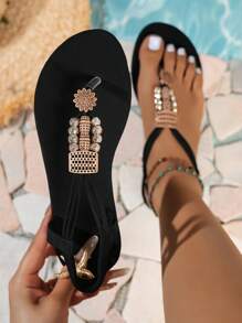 Sandalias planas de dedo abierto estilo bohemio para mujer, de moda