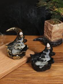 1pc, Moon Backflow Incense Holder,Waterfall Incense Burner,Resin Hand-Made Incense Fountain Burner With Backflow Incense Cones, Aromatherapy Home Decoration Yoga, Aromatherapy Home Decoration Gifts Birthday Graduation E-I-D - Black - View 7