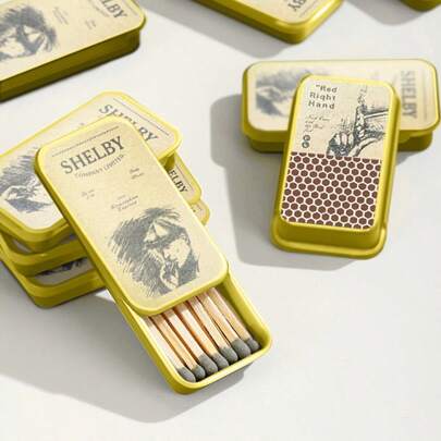 1pc 58mmx33mm Vintage Iron Matchbox Cigarette Case, Retro Distressed Metal Slide Lid Design, Antique Faux Leather Texture Collectible Tin Box, Father's Day Gifts/Men's Fashion Accessories/Smoker Essentials 2025 (2.28"X1.3" Pocket Size, Rustproof Coating, Christmas Stocking Stuffer)