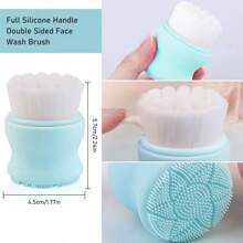 قطعة واحدة من فرشاة تنظيف الوجه من السيليكون متعددة الاستخدامات، ضروري للعناية بالبشرة، لتنظيف الوجه وتقشيره بلطف وفرك بلطف مع غسول وفرشاة تنظيف الوجه