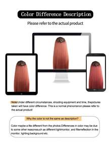 隐形接发棕色金色红色黑色长直发合成薄轻假发透明线可调节头带女士无夹 24 英寸秘密假发一体式 - 彩色 - 查看 10