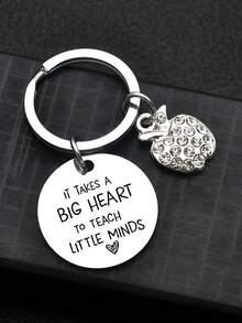 1PC Apple Metal Creative Stainless Steel Keychain Teacher's Day Gift Student To Teacher Graduation Season Gift Heartwarming Small Gift - Multicolor - View 3