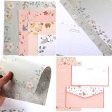 27 PCS Stationary Writing Paper With Envelopes Set Cute Vintage Floral Letter Writing And Stationery Paper Envelopes(18 Sheets With 9 Envelopes) - Multicolor - View 3