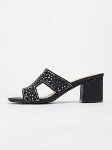 Women's Party Shoes, Wedding Shoes, Fashion Mid-Heel Sandals, Rhinestone Sandals