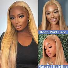 Hot Selling New Styles Honey Blonde Wig Human Hair 26 Inch 13x6 Lace Front Wigs Human Hair Straight HD Blonde Lace Front Wig 27# Colored Wigs Human Hair Pre Plcuked With Baby Hair - 金色 - 查看 2