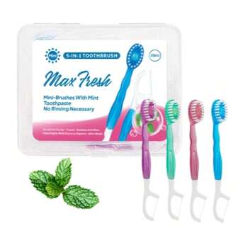 10-pack tandborstar för vuxna med smak av mynta, grönt te och persika - mjuka polyesterborst, kompakt huvud, alkoholfri, unisex-manuellt resetandborsteset för frisk andedräkt och tandvård. Tillbaka till skolan.
