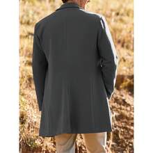 Local Warehouse-  Warm & Soft Pea Coat For Fall Winter Men's Slim Fit Trench Coat - Notched Collar, Single Breasted, - Dark Gray - View 3