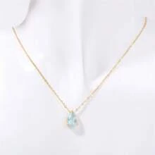 18K Gold Plated Pear-Shaped Zirconia Stainless Steel December Birthstone Necklace, Christmas, Birthday, Valentine's Day Gift