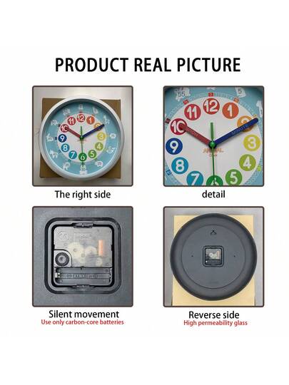 An 10 Inch ful Animal Teaching Klok Battery Powered, 12 Hour Large Digital Learning Telling Time, Multi Modeling Zoning Easy Silent Clock, Living Room, Bedroom, Children's Playground, Classroom ation, Holiday (No Battery) Home Back To School Supplies view 9