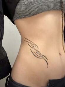 1-3片可水洗防水防汗不反光临时纹身贴纸欧美风格ins个性精灵图腾适合人们日常使用 - 黑色 - 查看 6