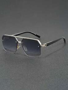 1 件男士时尚横梁飞行员时尚眼镜，新款时尚半框驾驶骑行眼镜 - 彩色 - 查看 3