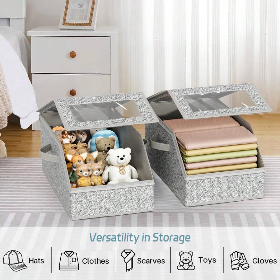 Organizador apilable para gorras de béisbol (2 unidades), con capacidad para 24 gorras, resistente caja de cartón para guardar gorras de béisbol. - Gris - Ver 1