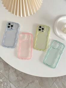 Cute Solid Color Basic Phone Case Asymmetrical Wavy Ripple Translucent 4pcs Thick Red 10 Protective Cases Colorful Candy Painted Shock-Proof Covers For New 14 Compatible With IPhone Waterproof Anti-Fall Scratch Resistant Birthday Gift Party - Multicolor - View 4