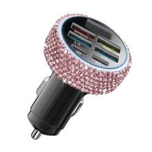 1 pièce Chargeur de voiture 2-en-1/8-en-1 avec strass, câble de charge 3-en-1 avec strass, charge rapide, Type C, USB, adaptateur de voiture, compatible avec Apple, téléphone, caméra de tableau de bord, iPad, GPS, cadeau pour les vacances/anniversaire