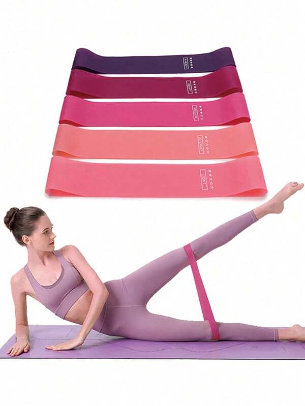 Set de 5 bandas de resistencia para yoga para entrenamiento de todo el Body, glúteos, piernas y brazos, ejercicios de yoga y pilates en casa, equipo de fitness portátil, bandas de resistencia de goma, látex de yoga y gimnasio para fortalecimiento, Pilates, Crossfit, Mujeres, Deporte de Peso (5/1 pieza)