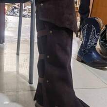 Ghetre medievale din piele întoarsă artificială pentru cizme, ghetre, cavaler războinic, apărători de picioare, accesorii pentru costume renascentiste pentru Halloween