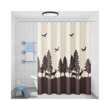 New Fabric Shower Curtain Liner  Hem Weighted Bottom, Elk Deer Waterproof 12 Rust Ristant Grommets Hotel Quality, 72 X 72 Hine Washable - Elk Deer - View 1