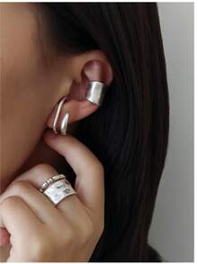 1pc Autumn/Winter New Textured Five Elements Ear Cuff Earring - A - View 3