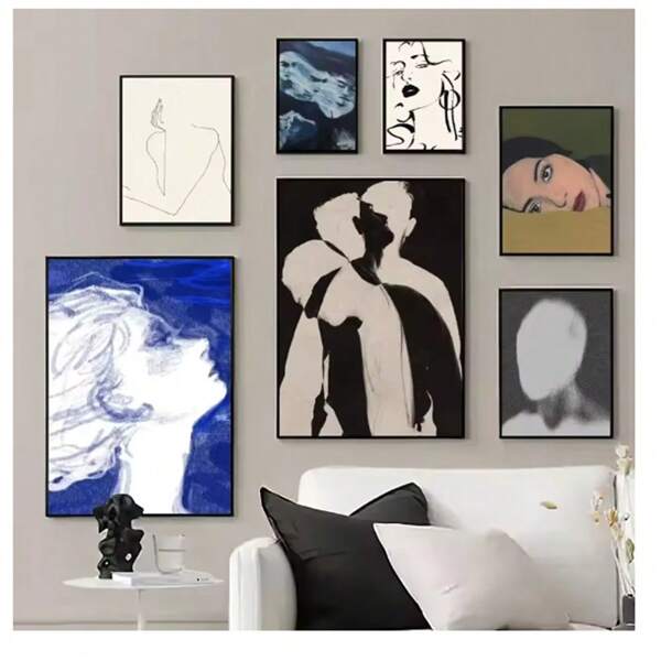 1 pieza Pintura artística minimalista abstracta en estilo Vintage sin marco para decoración de pared en sala de estar, dormitorio, dormitorio, estudio, bar, cafetería, oficina, decoración del hogar y galería de pared