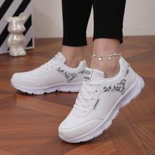 Women's High Quality Casual Sneakers - Lightweight Breathable Mesh & Synthetic Cover Low-Top Lace-Up Shoes With Plaid Pattern & Sparkle Accents, All-Season Comfort For Work, Running, Travel, High Quality Shoes, Running Footwear, Sleek Shoe Design, Durable Md Sole