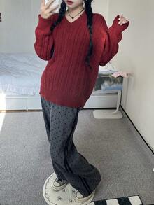 2025 Summer Women's Casual High Waist Slim Polka Dot Straight Leg Pants - Grey - View 2