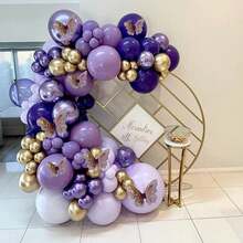 Purple Balloon Garland Kit Dark And Gold Arch Lavender Light Decoration For Princess Party Birthday