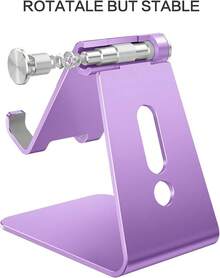 Soporte ajustable para teléfono celular, soporte de escritorio de aluminio C2 compatible con 15 14 13 Xs XR 8 Plus 6,, Pixel, teléfonos Android, negro - Morado - Ver 6
