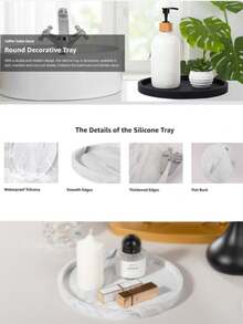 1 件台面和梳妆台托盘 - 硅胶皂液器托盘、防碎柔性浴室托盘、厨房水槽皂液瓶托盘、钥匙圈托盘、原装硅胶托盘（返校季） - 彩色 - 查看 8