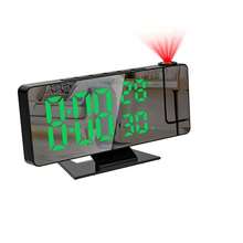 Nuevo reloj de proyección digital temperatura creativa y humedad multifunción espejo luminoso proyección reloj despertador LED proyección electrónica silenciosa - Verde - Ver 4