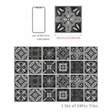 24 件曼陀罗图案瓷砖贴纸，自粘防水可移除墙贴，复古花卉浴室厕所墙贴，艺术墙贴，厨房壁纸，房间装饰，家居装饰，打造您的完美家居 - 彩色 - 查看 14