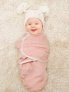 GLLQUEN BABY 3件装有机棉婴儿襁褓睡袋，适合新生儿至0-3个月婴儿，婴儿襁褓包巾，婴儿襁褓毯（小号），Oeko-Tex认证 - 黃色&粉紅色&灰色 - 查看 9