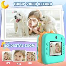 儿童相机即时打印，1080P 儿童即时相机，带打印纸，幼儿自拍数码摄像机，适合 6-12 岁男孩女孩的圣诞节生日礼物 - 两种颜色可供选择 - ZSK-A20拍得 - 查看 4