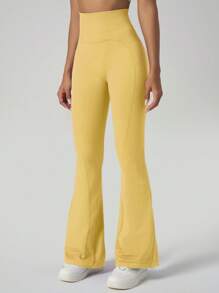 Pantalones acampanados elásticos para mujer, con cintura elástica acanalada, que levantan el trasero, con diseño en forma de corazón, ajuste estilizante