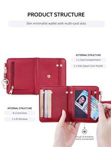 MIYIN 女士超薄钱包，RFID防盗刷双折卡包，带拉链零钱袋、身份证窗口和钥匙环，时尚轻便，适合日常携带，可收纳现金、硬币、收据、钞票、钥匙、身份证、信用卡等。是送给白领女性的理想礼物，适合节假日、周年纪念日、生日等场合。这款钱包集名片夹和信用卡夹功能于一体，是旅行和休闲场合的完美之选。 - 酒紅色 - 查看 8