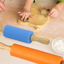 1 件 - 擀面杖（颜色随机），硅胶擀面杖，披萨面团滚筒，带不粘木柄 - 彩色 - 查看 5