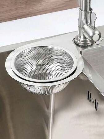 Space-Saving Stainless Steel Kitchen Sink Strainer And Disposable Small Mesh Kitchen Sink Strainer - Ideal For Food Waste And Vegetable Filtering, Metal Drain Basket For Efficient Water Flow, Vegetable Strainer | Perforated Design | Rustresistant Strainer, Sink Drain Strainer