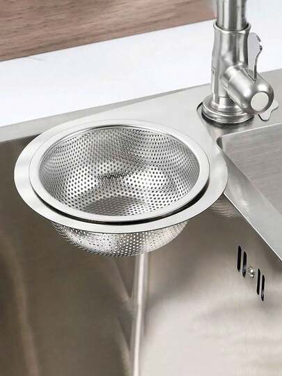 Space-Saving Stainless Steel Kitchen Sink Strainer And Disposable Small Mesh Kitchen Sink Strainer - Perfect For Filtering Food Scraps And Vegetables, Metal Drain Basket Achieves Efficient Water Flow, Vegetable Strainer | Perforated Design | Anti-Rust Strainer, Sink Drain Strainer
