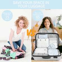8pcs Travel Packing Cubes Set,Travel Portable Clothes Storage Bags, Compression Storage Shoe Bag, Clothing Underwear Bag, Luggage Packing Organizers,Pack Your Luggage With Ease ,Travel Essential Accessories - 藍花 - 查看 8