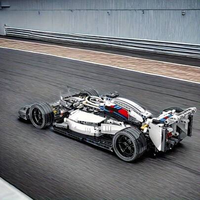 656 zestawów klocków Super Shopping – zestaw do samodzielnego złożenia modelu samochodu wyścigowego, zabawka dla entuzjastów wyścigów Formuły 1, idealny prezent świąteczny, czarno-biały, prezent, klocki, upominek świąteczny, odpowiednie dla osób w wieku od 14 lat.