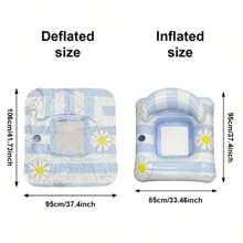 1pc Inflatable Floating Bed With Backrest And Daisy Flower Pattern Design, Floating Lounger For Pool And Beach Vacation, Suitable For Swimming Pool Parties
