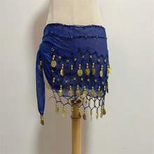 1pc Sequined Belly Dance Belt, Belly Dance Skirt Belt Scarf Wrap Belt - Black - View 12