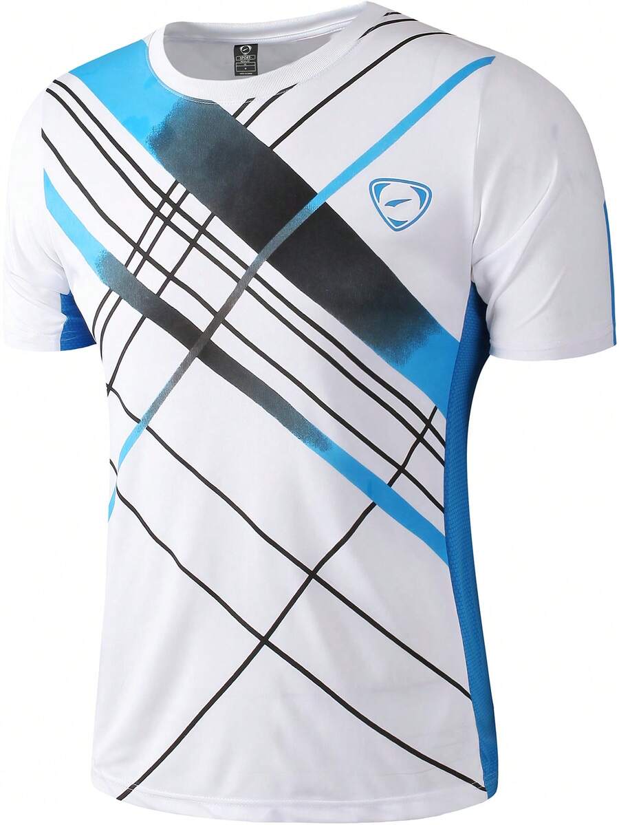 jeansian 1pc Men's White Fitted Short Sleeve T-Shirt, Sports Wear For Tennis, Golf, Bowling, Badminton, Running LSL133