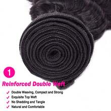 Deep Wave Human Hair Bundles 12A Deep Hair Bundles Brazilian Deep Wave Human Hair Bundles 100% Unprocessed Virgin Weave Deep Wave Bundles Human Hair Raw Remy Hair Bundles Natural Black For Women Hair Extension - Natural Black - 查看 2