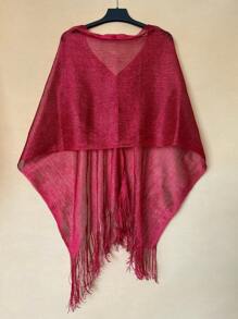 1 peça de poncho xale feminino com borlas, elegante e versátil, para primavera/verão, adequado para várias ocasiões