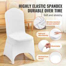 100Pcs Stretch Spandex Folding Chair Covers Universal Fitted Chair Cover Removable Washable Protective Slipcovers For Wedding Holiday Banquet Party Celebration Dining Christmas Decor White - 白色 - 查看 2