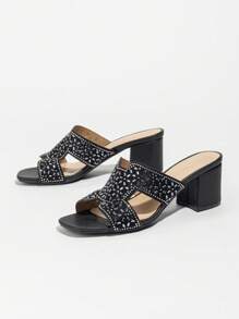 Women's Party Shoes, Wedding Shoes, Fashion Mid-Heel Sandals, Rhinestone Sandals