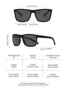 12/6/3 New Summer European And American Style Square Colored Men's Glasses, Perfect For Outdoor Sports Such As Cycling And Fishing, And A Stylish Beach Accessory. - 黑色 - 查看 4